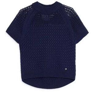 Ted Baker Stena Basket Stitch Cotton Blend Sweater In Navy Size 3 USA L